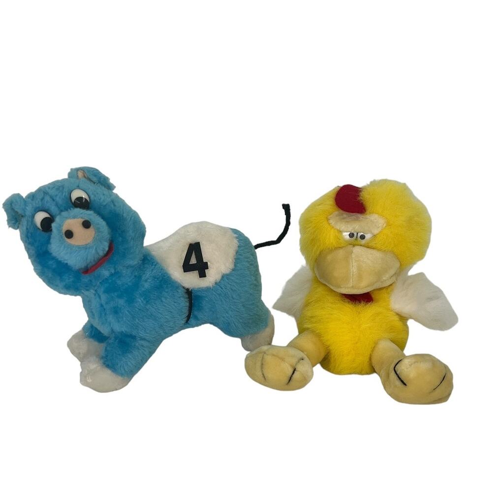 VINTAGE - DAN BRECHNER  Set of 2 Bird & Pig Plush